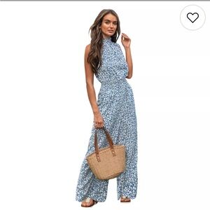 Cupshe Ditsy Smocked Floral Halter Jumpsuit